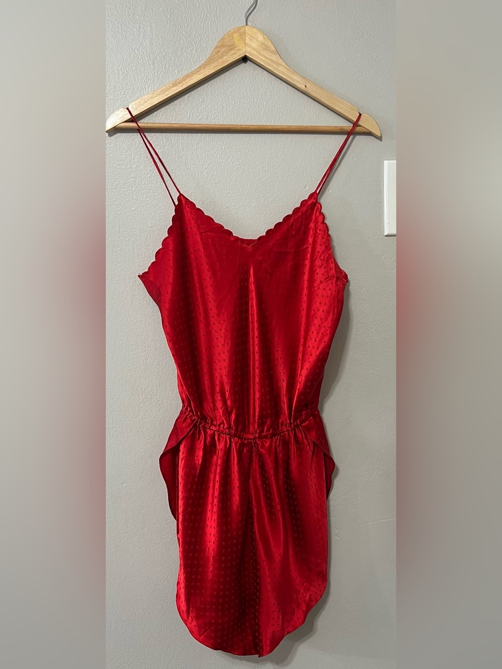 Vintage Galadriel 100% Silk Red Romper Teddy Lingerie Bodysuit Size L - Picture 7 of 15